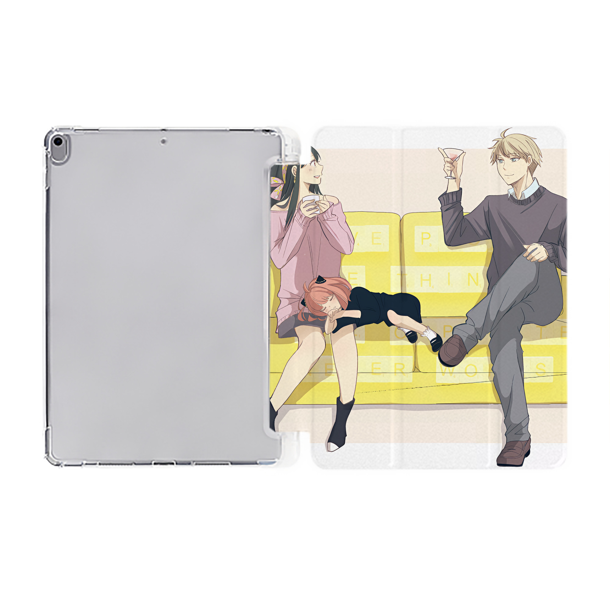 （画像用） SPY×FAMILY间谍家家酒 IPad ケース ペン収納付き 三つ折りスタンド PUレザー×シリコン 対応機種9.5/10.5/10.9インチ